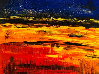 Goldener Horizont Acryl auf Malkarton 40 x 30 cm