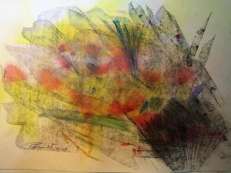 Kristall. Grapith und Wasserfarben auf Papier 40 x 30 cm.